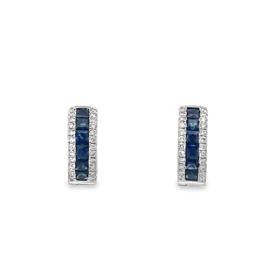 Lady's White 14 Karat Hoops Earrings 12 = 1.64TW Princess Sapphires
4