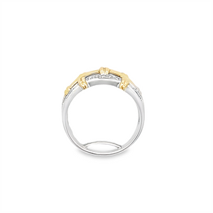 Estate Two Tone Basket Weave Diamond Ring