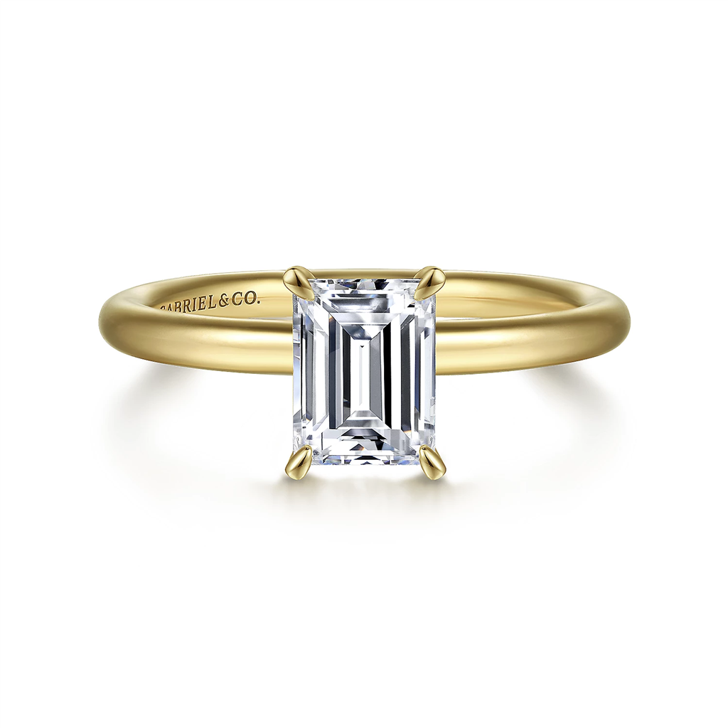 Gabriel & Co. Lark - 14K Yellow Gold Emerald Cut Solitaire Engagement Ring Mounting