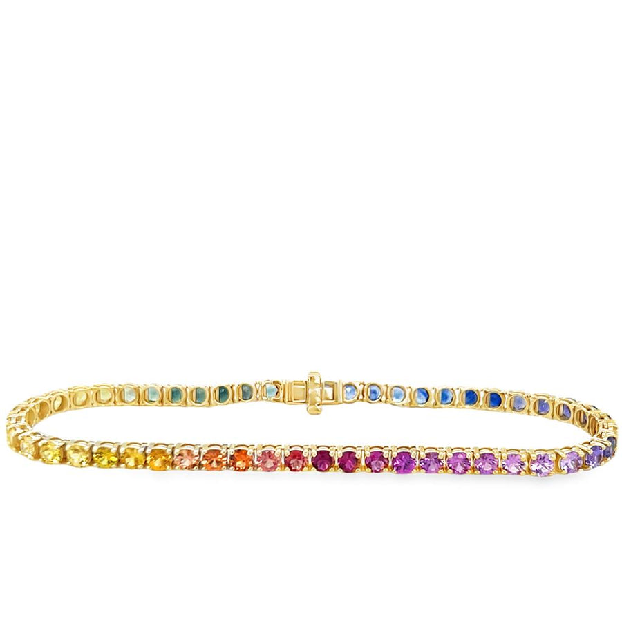 Yellow 14 Karat Rainbow Tennis Bracelet Length 7 53 = 6.55TWT Round Mu