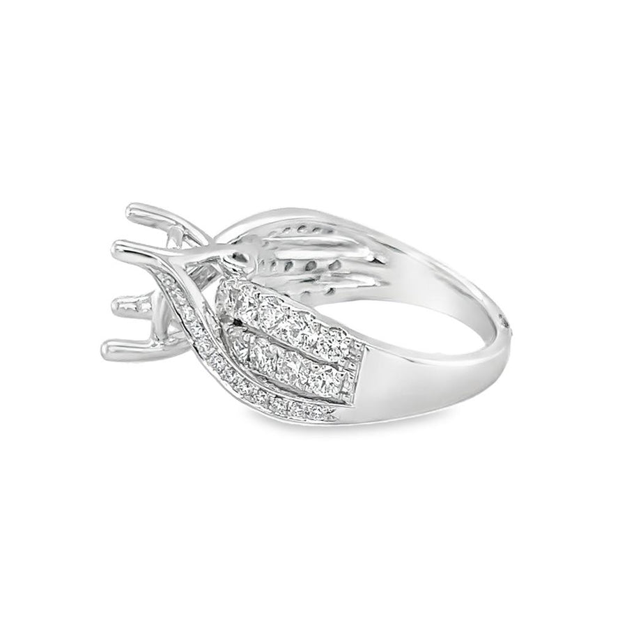 Nelson Lady's White 18 Karat Braided Diamond Bypass Ring Mounting