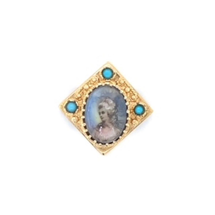 Yellow 14 Karat portrait Turquoise slide