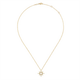 Lady's Yellow 14 Karat Spike Starburst Necklace Length 17.5 With 48 =