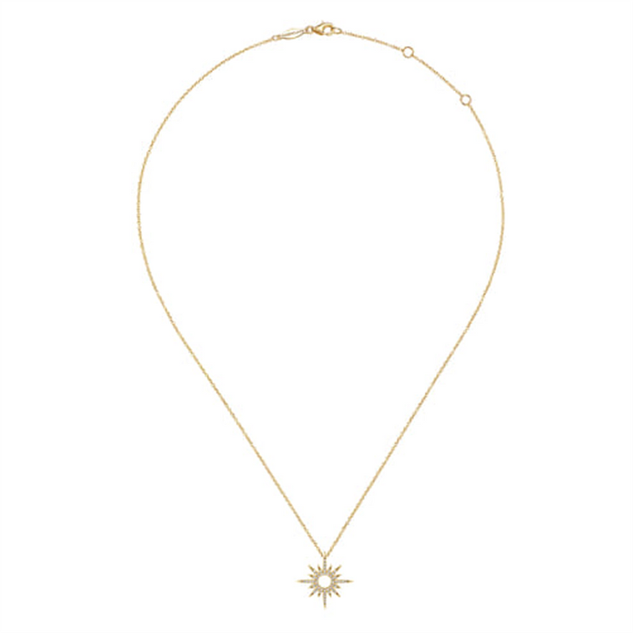 Lady's Yellow 14 Karat Spike Starburst Necklace Length 17.5 With 48 =