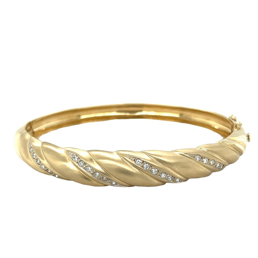 Yellow 14 Karat Twist Diamond Bangle