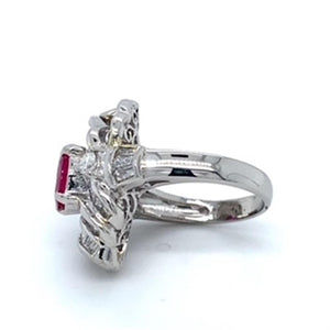Estate Ruby and Diamond Platinum Ring