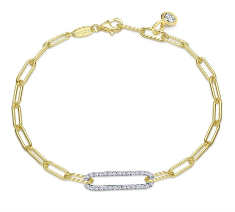 Yellow Gold-Plated Sterling Silver Two-Tone Paperclip Bracelet Length