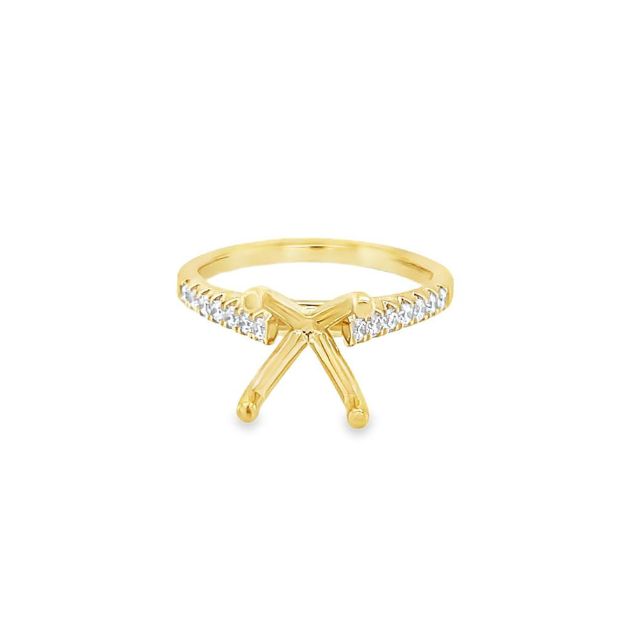 Lady's Yellow 18 Karat Cathedral Solitaire Ring Size 6.25 14 = 0.24tw