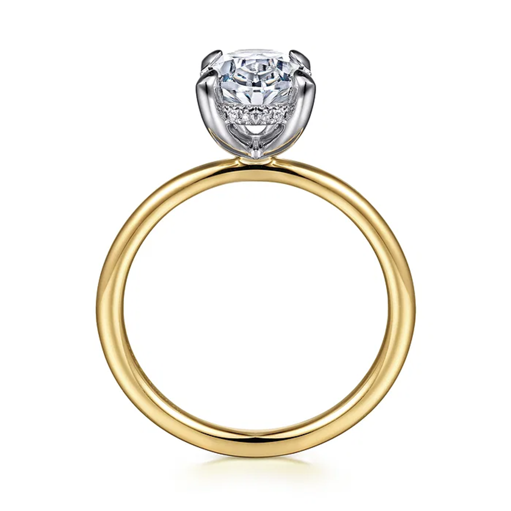 Gabriel & Co. Two Tone Oval Hidden Halo Diamond Ring Mounting