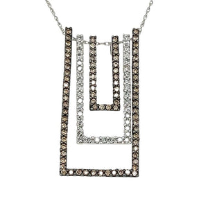 White 10 Karat Nested Rectangular Diamond Pendant Necklace Estate Jewelry 81 1.21tw Round Chocolate Diamonds
39 0.58tw Round Diamonds Gram Weight: 5.6