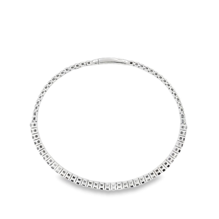 White Platinum Bangle Half Tennis/Half Beaded Bracelet with 21 = 1.15T