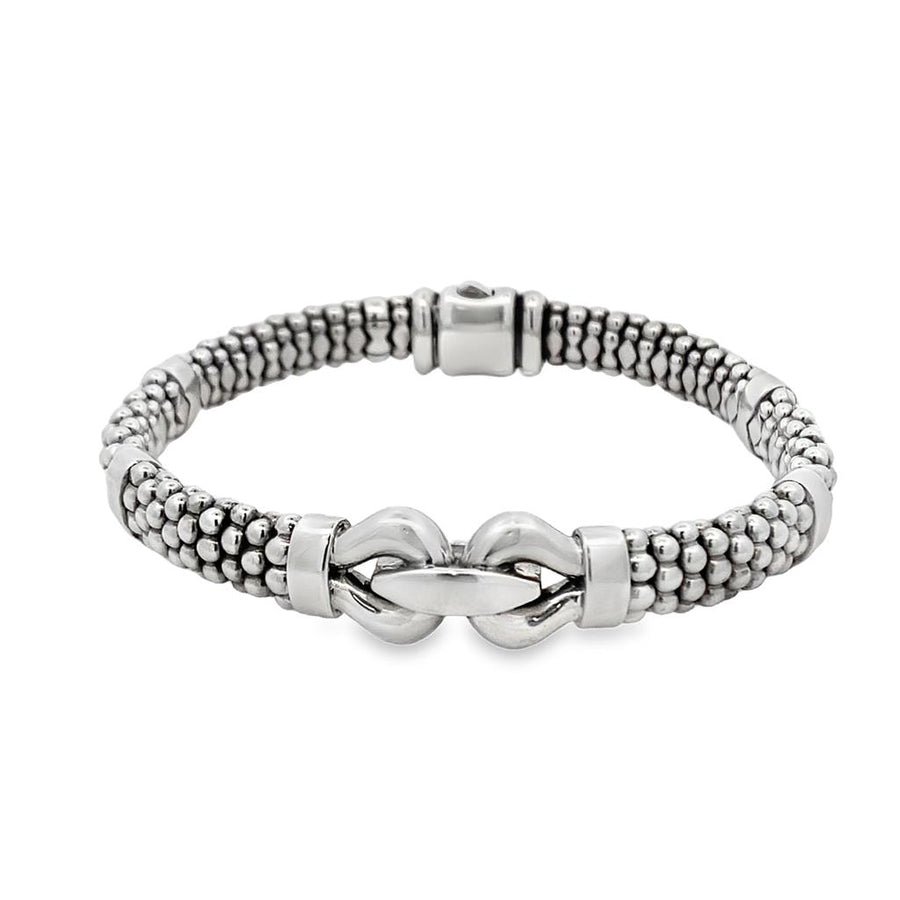 Sterling Silver Lagos Caviar Buckle Bracelet Estate Jewelry Length 7.7