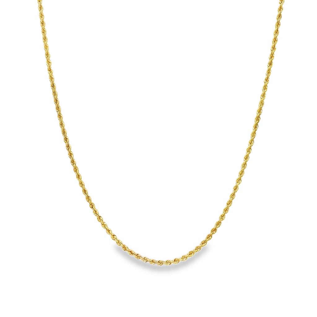 Yellow 14 Karat Diamond Cut 1.80mm Rope Chain w/ High Polished Barrel