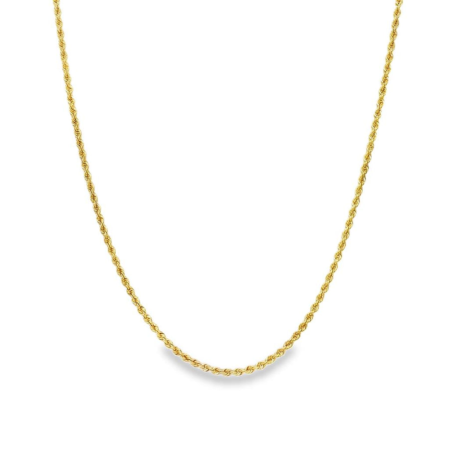 Yellow 14 Karat Diamond Cut 1.80mm Rope Chain w/ High Polished Barrel
