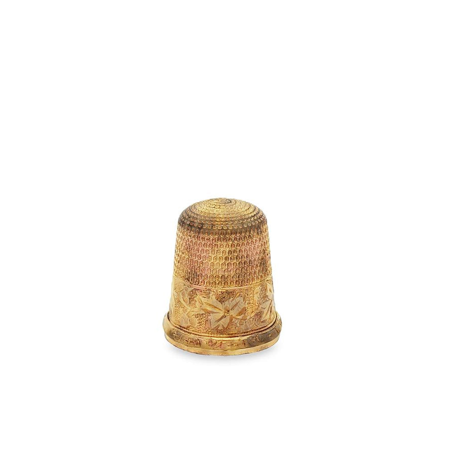 Yellow 14 Karat Engraved 20.23X17.24mm Engraved Sewing Thimble Estate