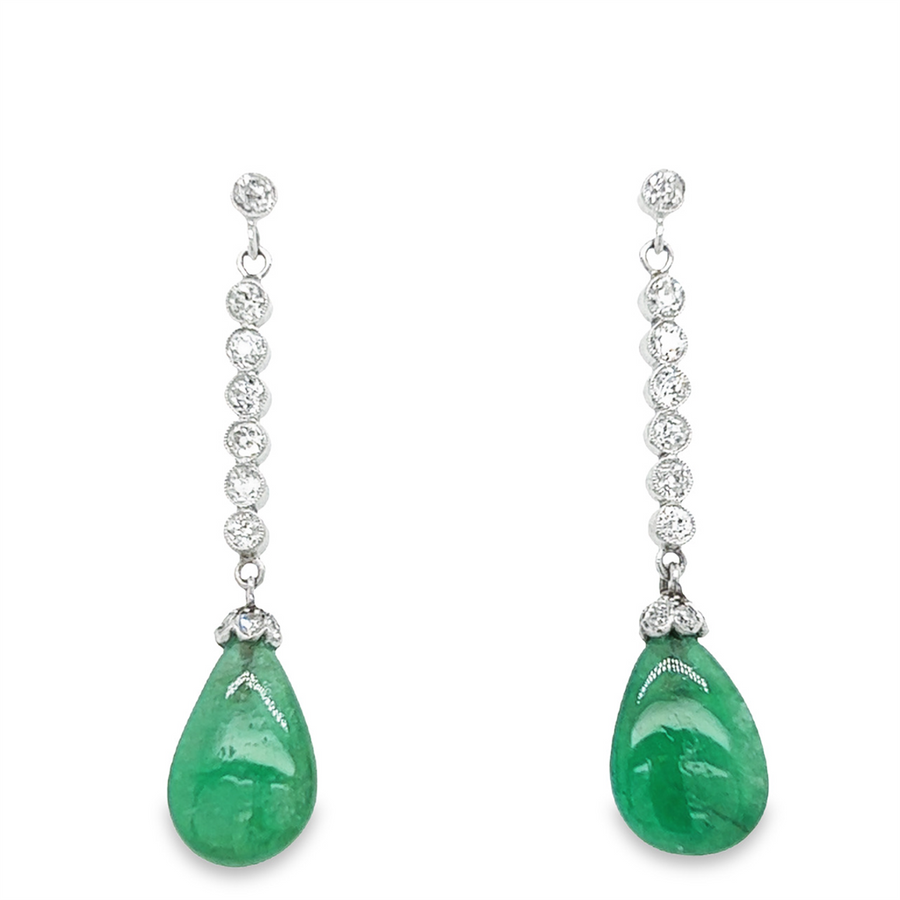 Estate Aventurine Quartz and Diamond Earrings