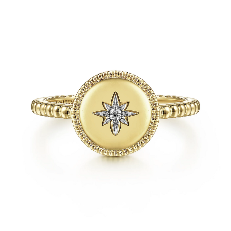 Gabriel & Co. Fashion 14K Yellow Gold Round Diamond Star Bujukan Ring