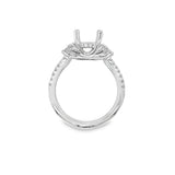 Nelson Lady's White 18 Karat Diamond Cluster Half-Hidden Halo Ring Mounting