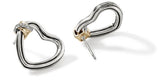John Hardy Two-Tone Sterling Silver And 14 Karat Yellow Gold Bamboo Heart Stud Earrings