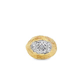 Estate Two-Tone Diamond Cluster Bark Ring