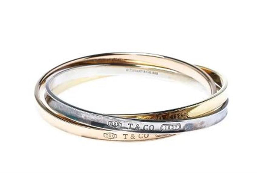 Tri-color 18K/925 Tiffany 1837  Bangles
