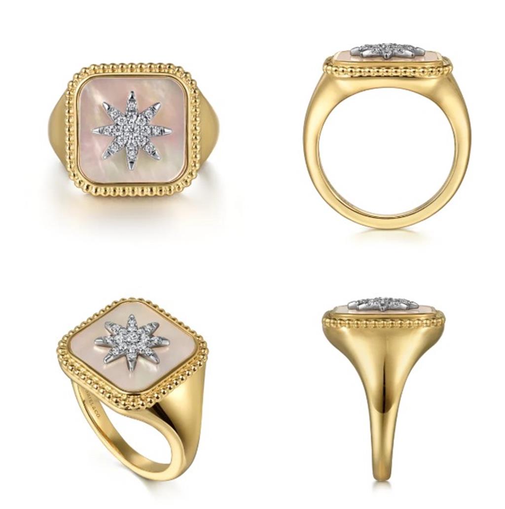 Lady's Two-Tone 14 Karat Bujukan Starburst Fashion Ring Size 6.5 With