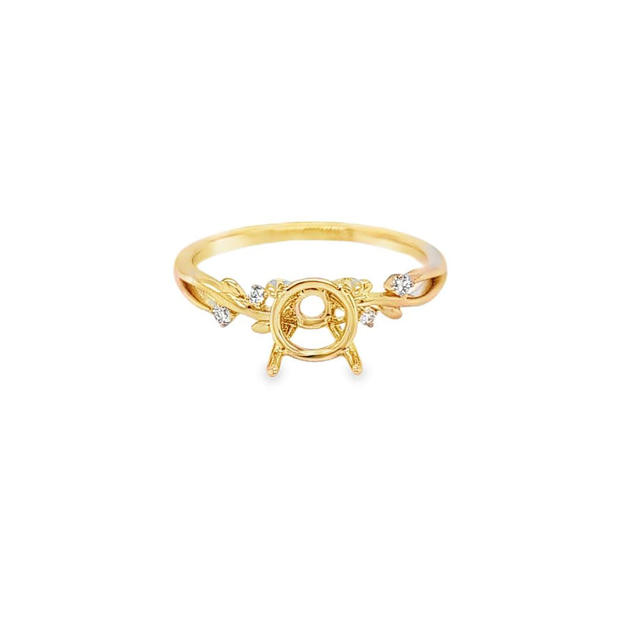 Lady's Yellow 14 Karat Accented Leaf-Inspired Semi-Mount Ring Size 6.5