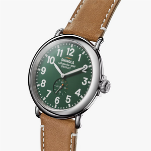 The Runwell Watch with Green Face and Largo Tan Leather Strap