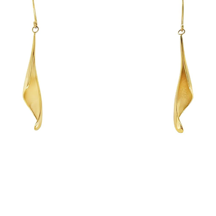 Lady's Yellow 14 Karat Twisted Dangling Drop Earrings Designer: Armada