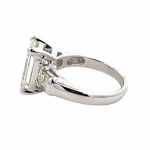 Estate 3 Stone Emerald Cut Diamond Engagement Ring