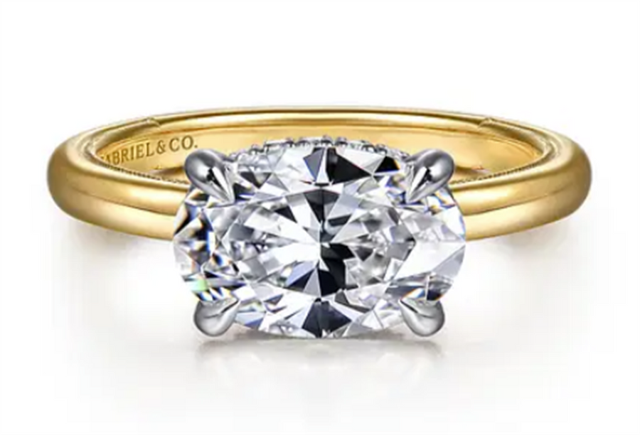 Gabriel & Co. Two-Tone East/West Hidden Halo Engagement Ring Mounting