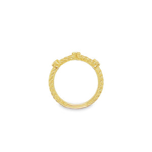 Yellow 14 Karat Milgrain Judith Ripka Textured Band With Diamond Accents Estate Jewelry Size 7 3=0.18tw Round Diamonds Gram Weight: 3.12