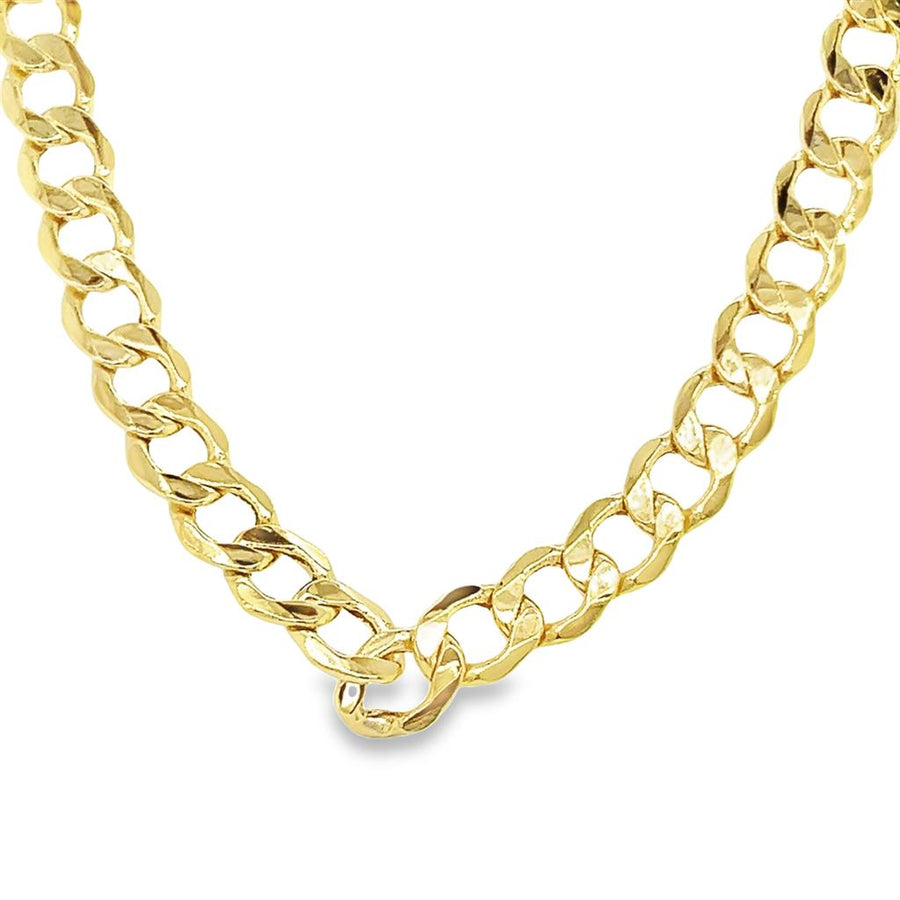 Yellow 14 Karat 7mm Hollow Curb Chain (160 Gauge) Length 22 Gram Weigh