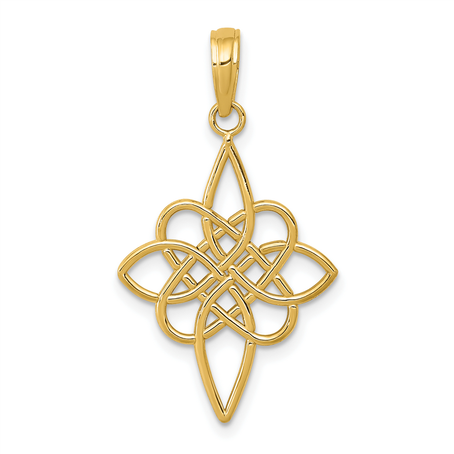 14 Karat Yellow Gold Celtic Knot Cross Pendant