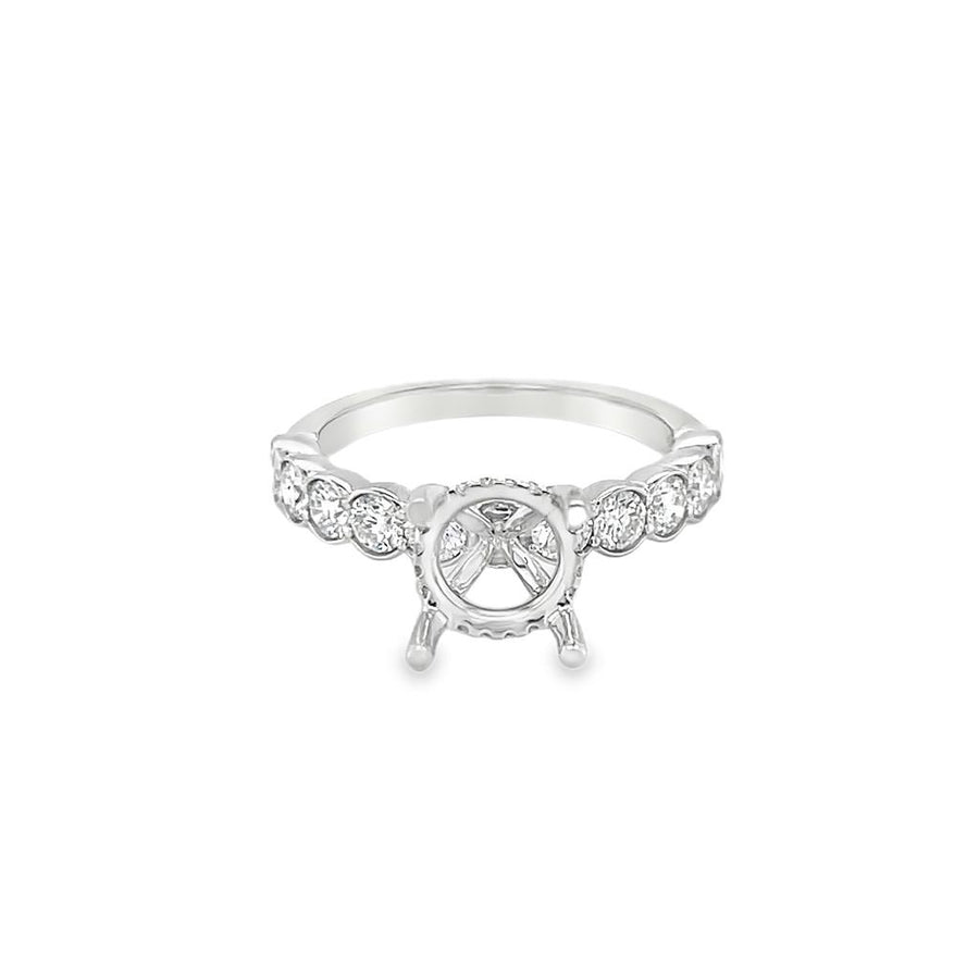 Lady's White 18 Karat Hidden Halo Bezel Shank Ring Size 6.75 26 = 0.96