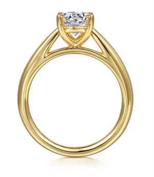 Yellow 14 Karat 4 Prong Cathedral Solitaire Remount Size 6.5 Designer: