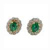 Estate Emerald & Diamond Stud Earrings