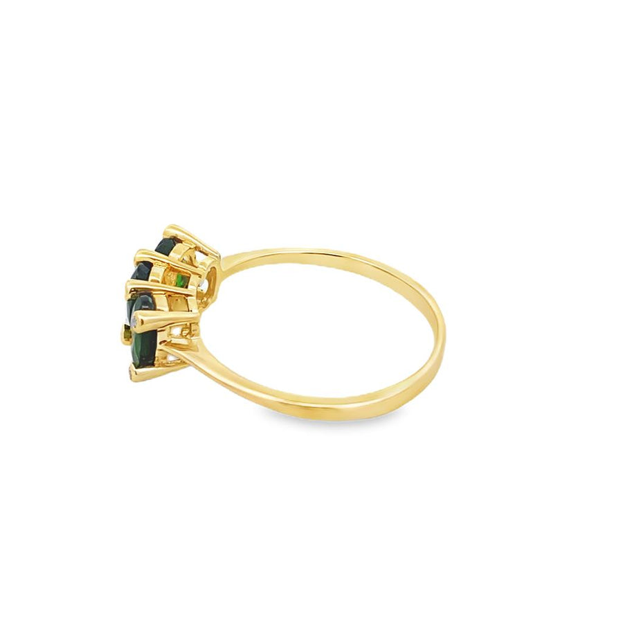 Yellow 14 Karat Estate Jewelry Size 9 With 3 = 6.00X4.00mm Oval Chrome