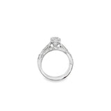 Platinum Round Diamond Antigue Style Bridal Set Estate Jewelry With On
