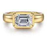 Lady's Yellow 14 Karat EW Accented Shank Ring Size 6.5 34 = 0.35tw Rou