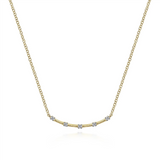 Gabriel & Co. Fashion 14K Yellow Gold Diamond Stations Bar Necklace