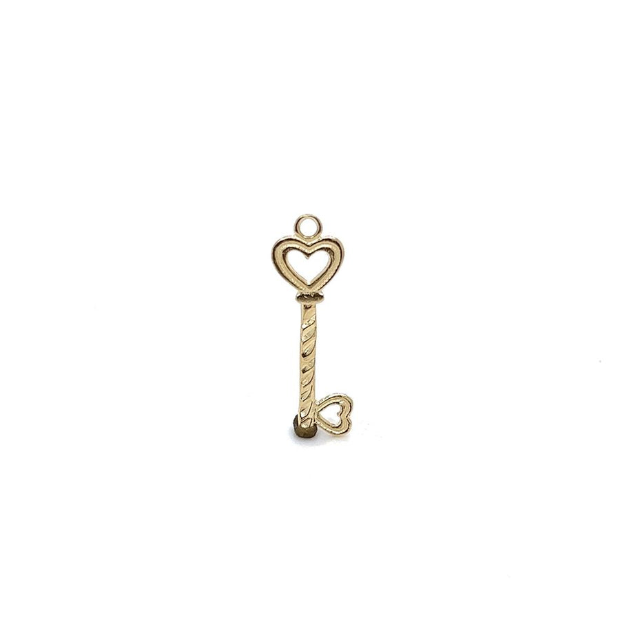 Yellow 14 Karat Heart Key Charm