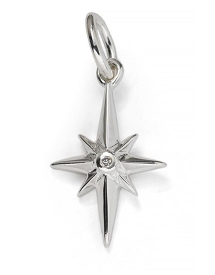 Lady's White Sterling Silver Over Brass Guiding Star Charm