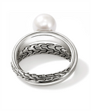 Sterling Silver JH Essential Split Band Pearl Ring John Hardy one 8.00