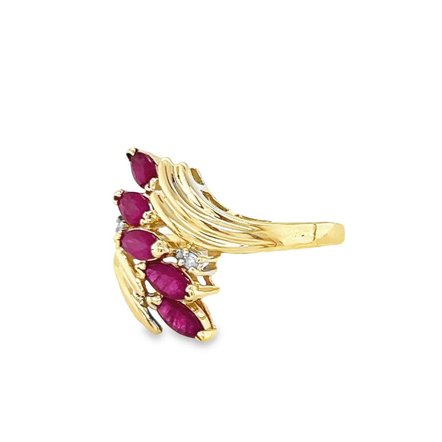 Yellow 14 Karat Bypass Ruby Ring