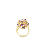 Yellow 14 Karat Cluster Amethyst And Diamond Ring Estate Jewelry Size