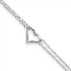 Quality Gold 14k White Gold Double Strand Heart 9in Plus 1in ext. Anklet