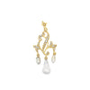 Yellow 14 Karat Fleur-De-Lis Pearl Pendant Estate Jewelry 30=1.70x1.70-8.70x4.70mm Fresh Water Pearls Gram Weight: 1.63