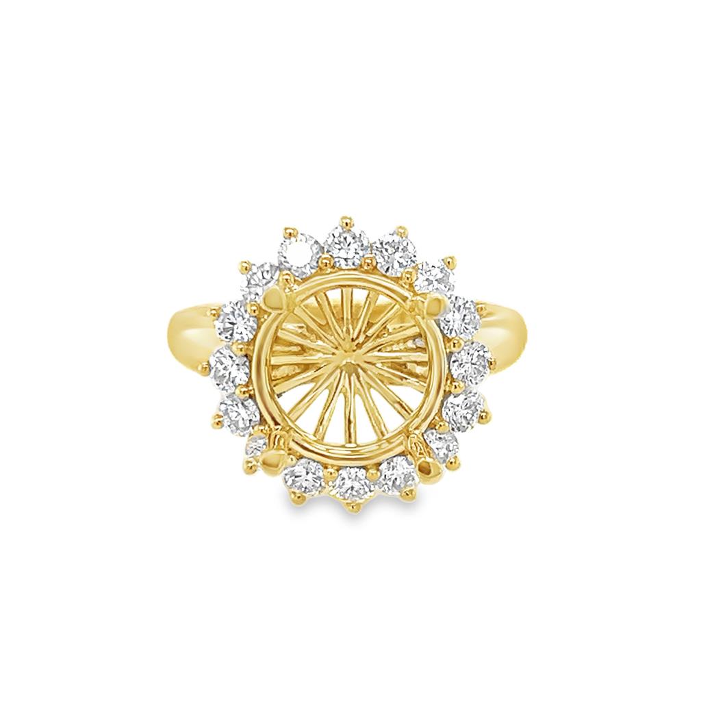 Nelson Lady's Yellow 18 Karat Diamond Halo Ring Mounting