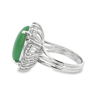 Jade & Diamond Halo Ring- GIA